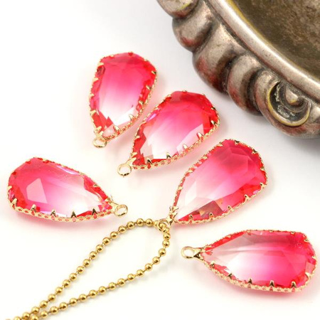 Zawieszka w złotej oprawie łezka deluxe 2-kolor 30x16mm