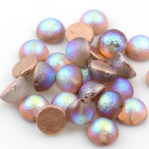 Dome Bead półkula 12x7mm Etched Crystal Copper Rainbow