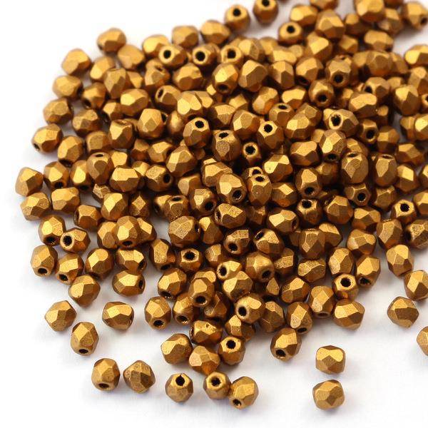 Fire Polish 3mm Metallic Brass Gold [40szt]