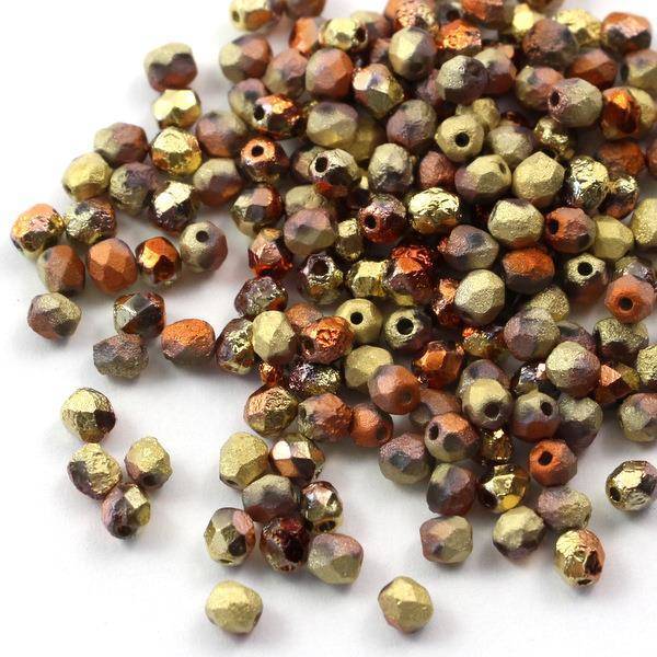 Fire Polish 4mm Crystal Etched California Gold Rush [20szt]