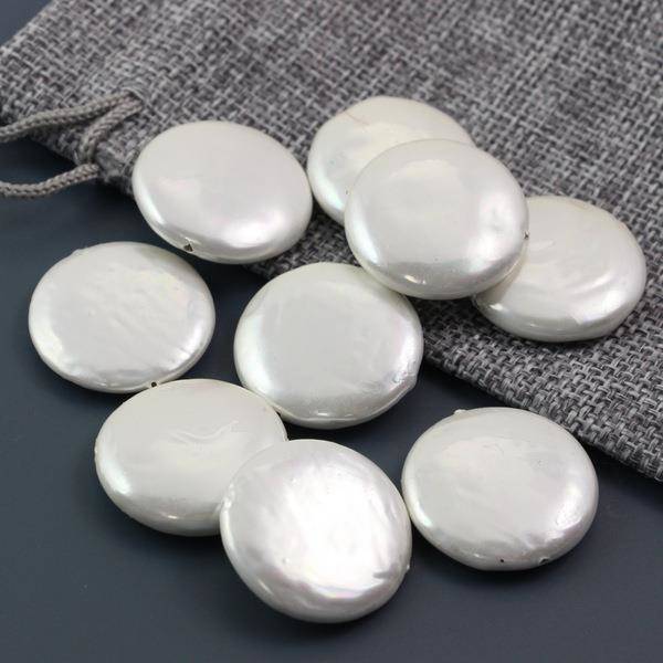 Perła seashell moneta biała 25mm