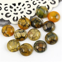 Kaboszon agat wężowy moneta zielona 16mm