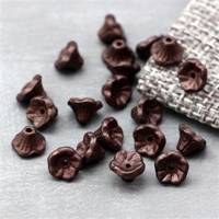 Flower Cup Beads Alabaster Pastel Dark Brown 7x5mm [10szt]