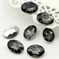 Kaboszon szklany owal fasetowany black diamond 18x13mm