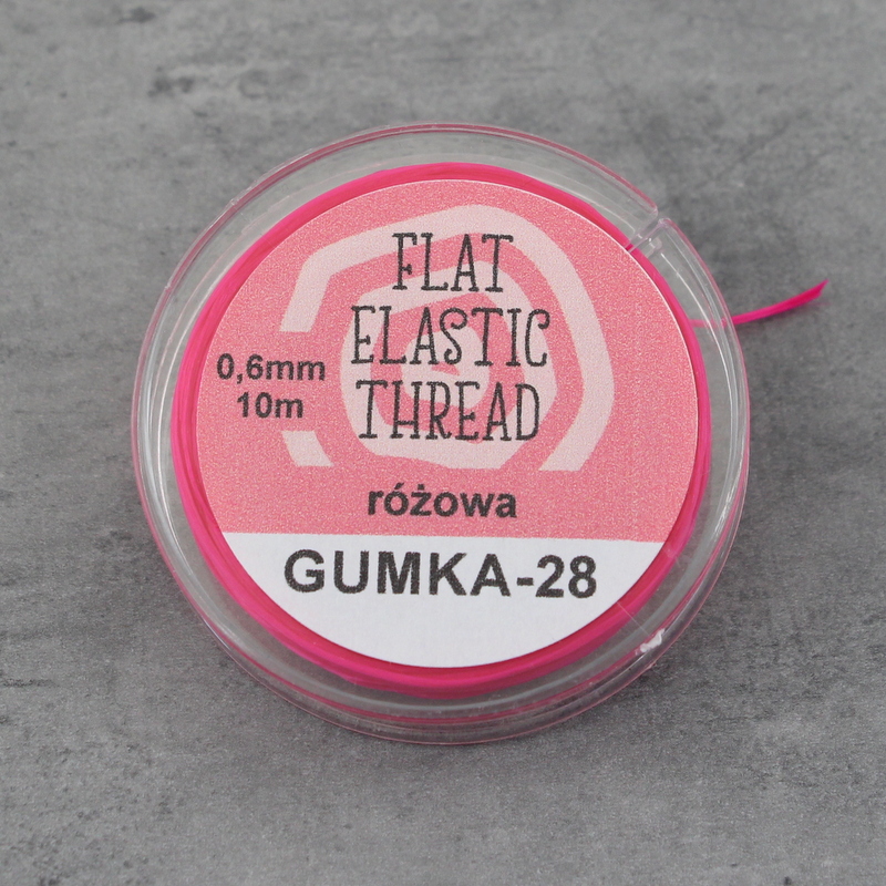 Zestaw do samodzielnego wykonania bransoletek na gumce z AGATU (kulki 6mm) gumka_plaska_fuksja_szpula