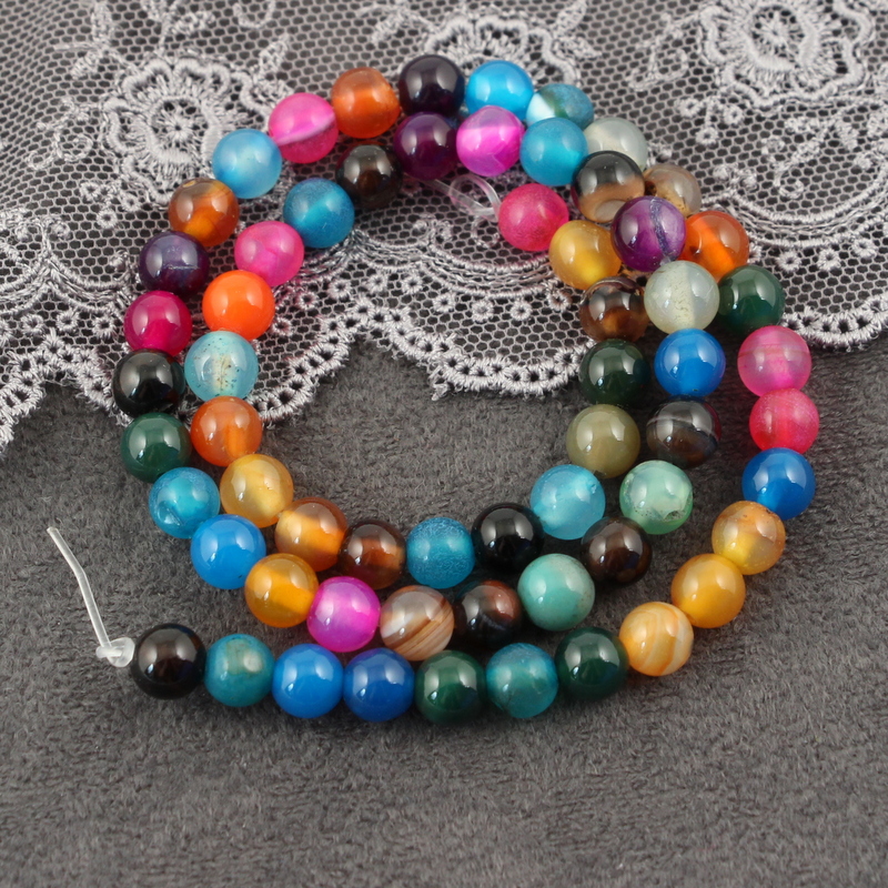 Zestaw do samodzielnego wykonania bransoletek na gumce z AGATU (kulki 6mm) kamien_agat_multikolor_6mm