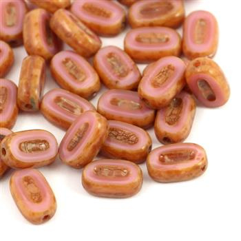 Oval Beads Opaque Pink Travertine 10x6mm