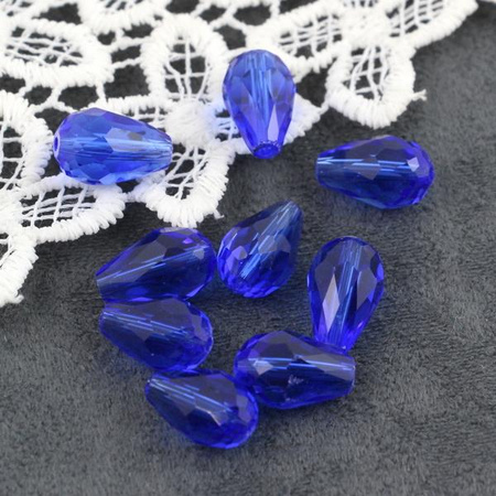 Kryształek szklany kropla fasetowana kobaltowa 15x10mm