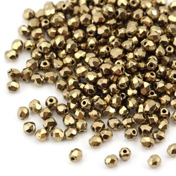 Fire Polish 3mm Jet Gold Bronze Luster [40szt]