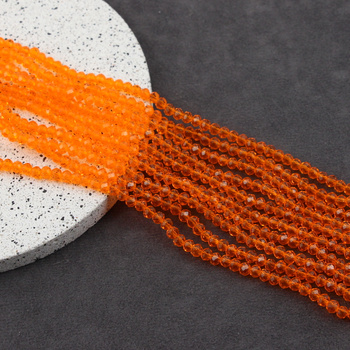 Kryształek szklany oponka fasetowana pomarańczowa 4x3mm [sznur 42cm]