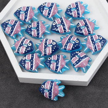 Szklana ryba fioletowo-niebieska 22x18mm [1szt]