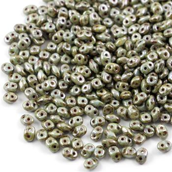 SuperDuo 2.5x5mm Luster - Green/Opaque White [5g]