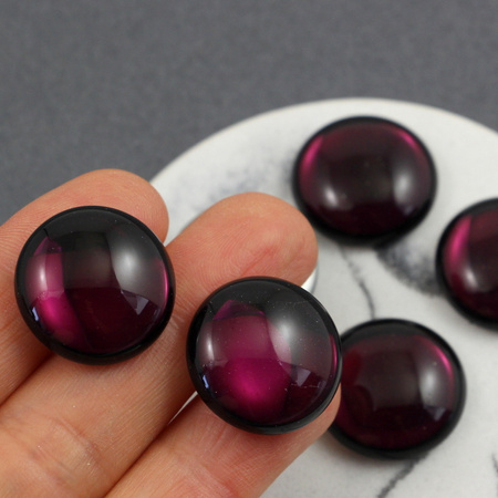 Kaboszon szklany Med Amethyst - Silver Matte Foiled moneta 20mm