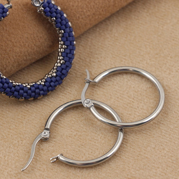 Baza kolczyka stal szlachetna bigle koła  srebrne 25mm [para]