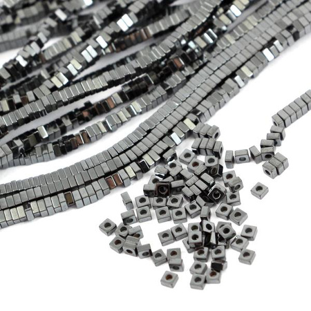 Hematyt grafitowy dysk heishi 2x1mm [1/2 sznura - 200szt]