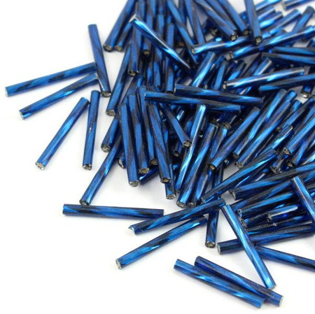 Preciosa Bugle Twisted Silver Lined Dark Blue 25mm [20szt]