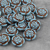 Rose Beads Opaque Turquoise Blue Matte Bronze Patina 16mm [1szt]