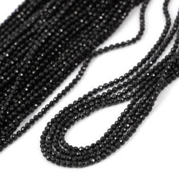 Spinel czarny kula fasetowana 2mm [sznur 40cm]
