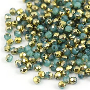 Fire Polish 3mm Aqua Opal Amber [40szt]