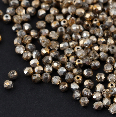 Fire Polish 3mm Gold 1/2 Coated Crystal [40szt]