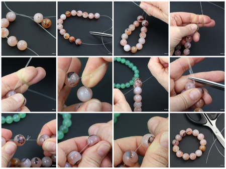 Zestaw do samodzielnego wykonania bransoletek na gumce z AGATU (kulki 6mm)