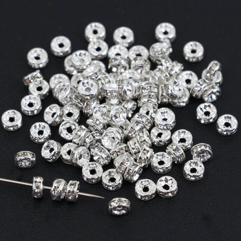 Przekładka oponka z cyrkoniami silver/crystal 4mm [10szt]