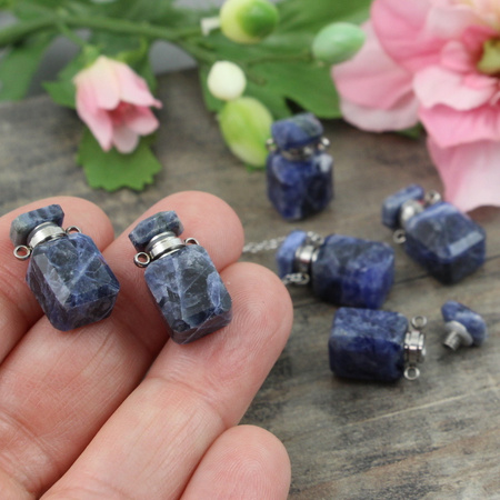 Sodalit zawieszka perfumetka z odkręcanym korkiem 19x10mm