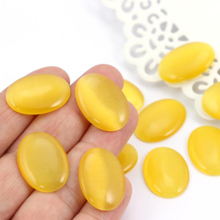 Kaboszon kocie oko owal żółty 25x18mm