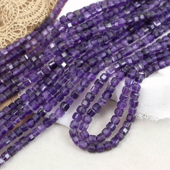 Ametyst kostka fasetowana 4mm [10szt]