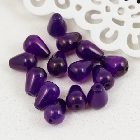 Agat brazylijski kropla gładka fioletowa 11x8mm