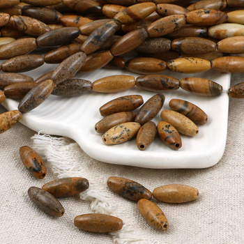 Jaspis krajobrazowy oliwka gładka 16x6mm