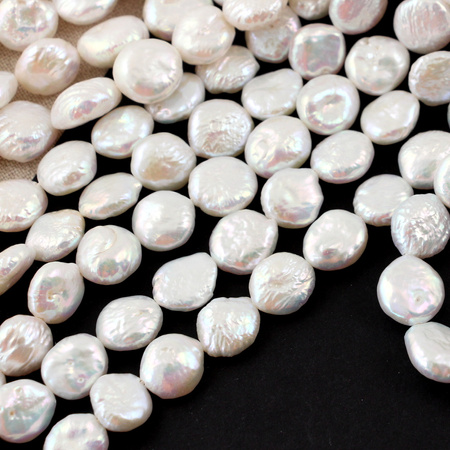 Perła słodkowodna biała moneta 10-13mm