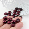 Glass Pearl Cabochon Burgundy 10mm