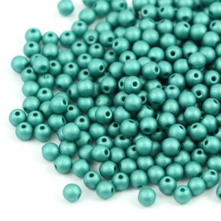 Round Beads Alabaster Metallic Emerald 3mm [50szt]