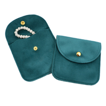 Welurowa torebka kieszonka z zatrzaskiem zielona morska 10x10cm