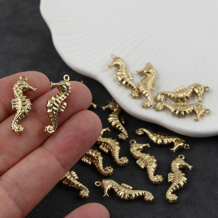 Zawieszka konik morski stal szlachetna pozłacana 26x10mm