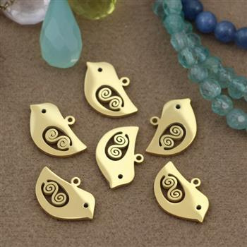 Zawieszka ptaszek stal szlachetna pozłacana PVD 15x10mm