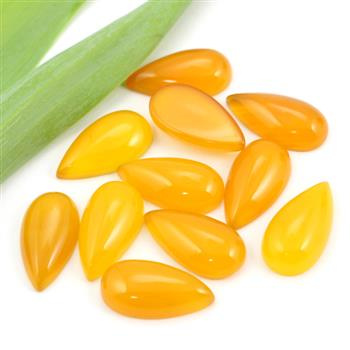 Kaboszon agat brazylijski łezka żółta 25x13mm