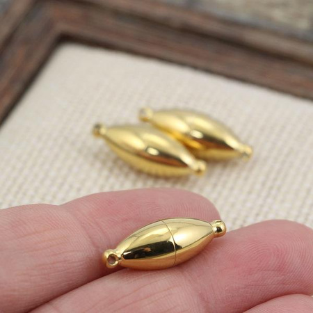 Zapięcie magnetyczne długa oliwka stal szlachetna pozłacane 22x8mm