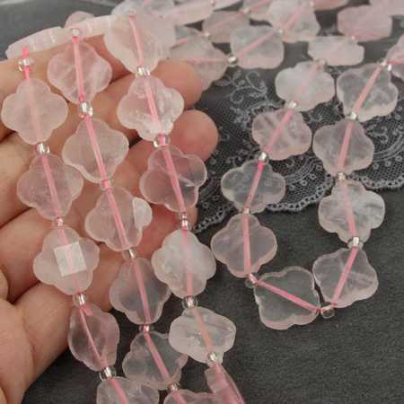 Kwarc różowy koniczyna fasetowana 16mm