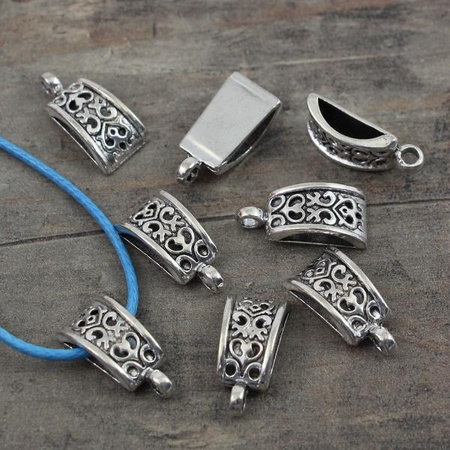 Krawatka metalowa ozdobna srebrna 20x10mm