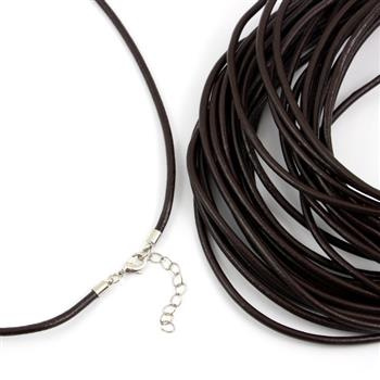 Baza naszyjnika z zapięciem brązowy rzemień 3mm - 50+5cm