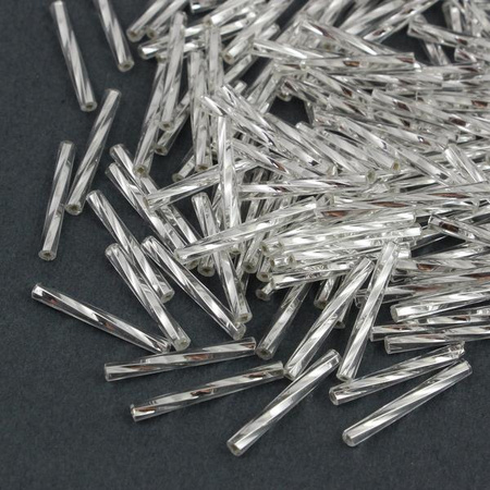 Preciosa Bugle Twisted Silver Lined Crystal 20mm [20szt]