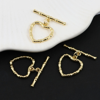 Zapięcie toggle serce mosiądz pozłacany 17mm