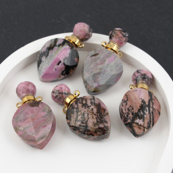 Rodonit zawieszka perfumetka z odkręcanym korkiem 37x20mm