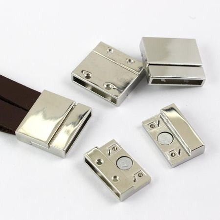 Zapięcie magnetyczne do wklejania srebrne 21x3mm