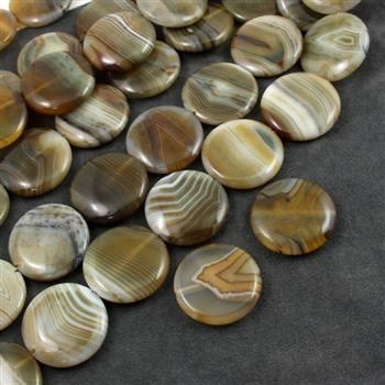 Agat pasiasty oliwkowy moneta gładka 30mm