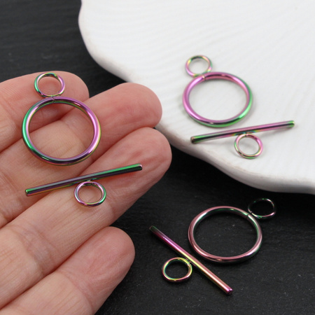 Zapięcie toggle stal szlachetna rainbow 20mm