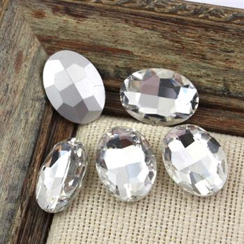 Kaboszon szklany owal fasetowany crystal 25x18mm [IIgat]