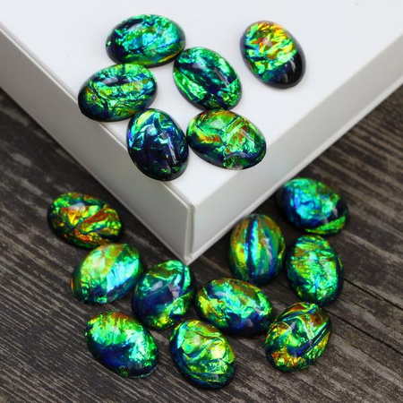 Kaboszon akrylowy owal aurora borealis black 18x13mm